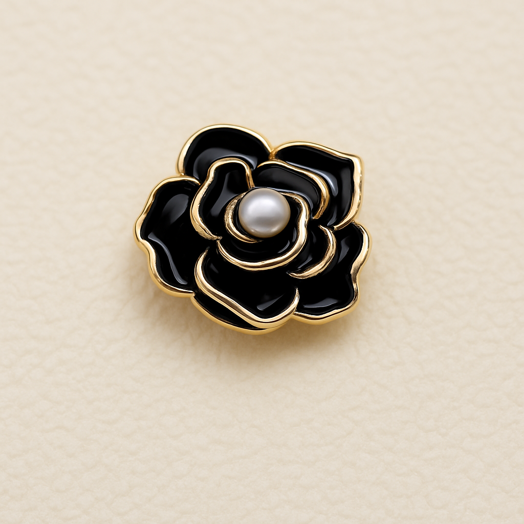Enhanced Black Rose Brooch