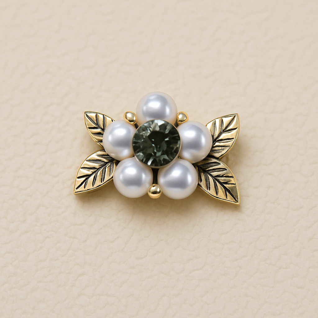 Enhanced Floral Brooch with Crystal