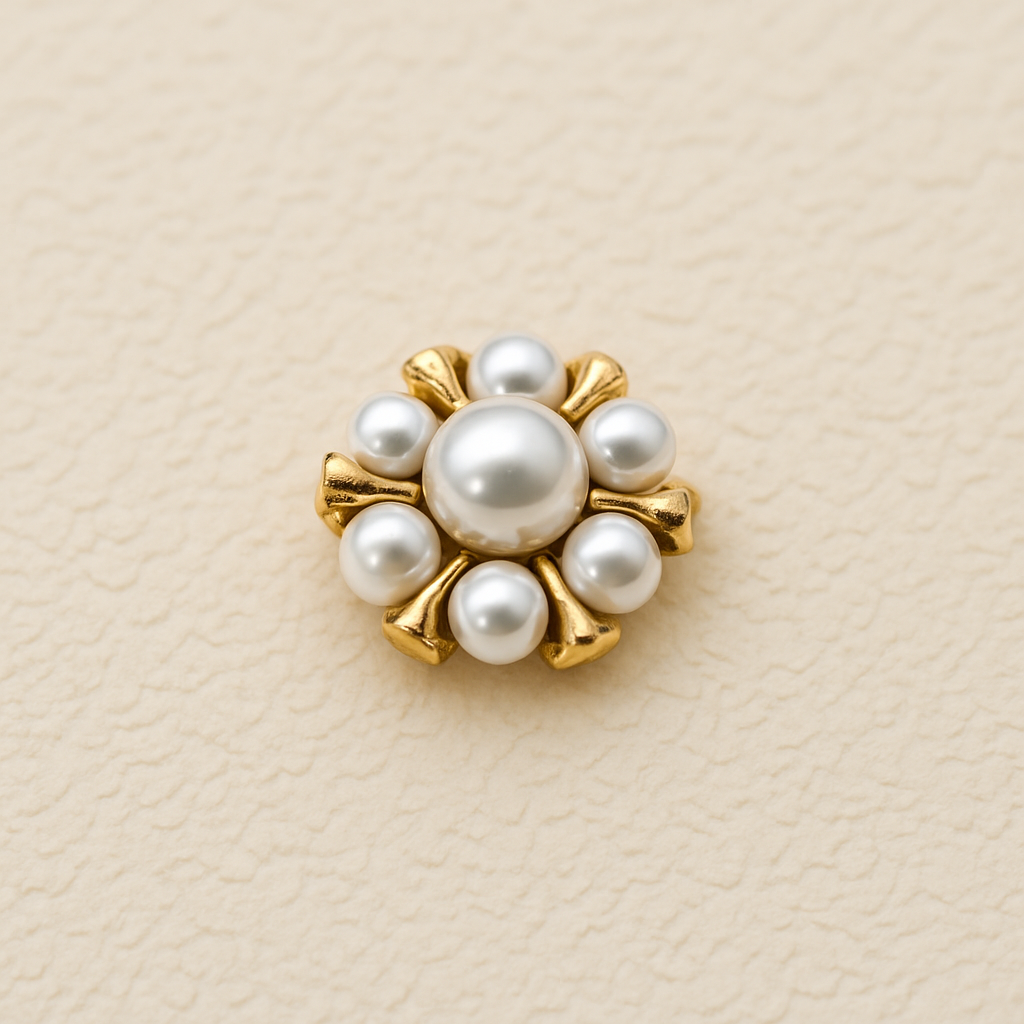 Enhanced Gold Pearl Cluster Brooch