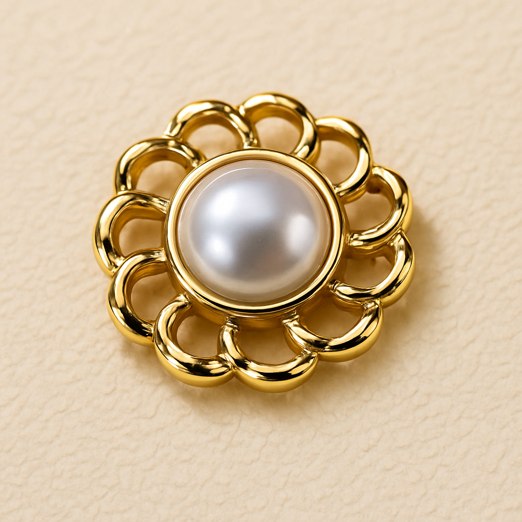 Enhanced Gold Scalloped Brooch