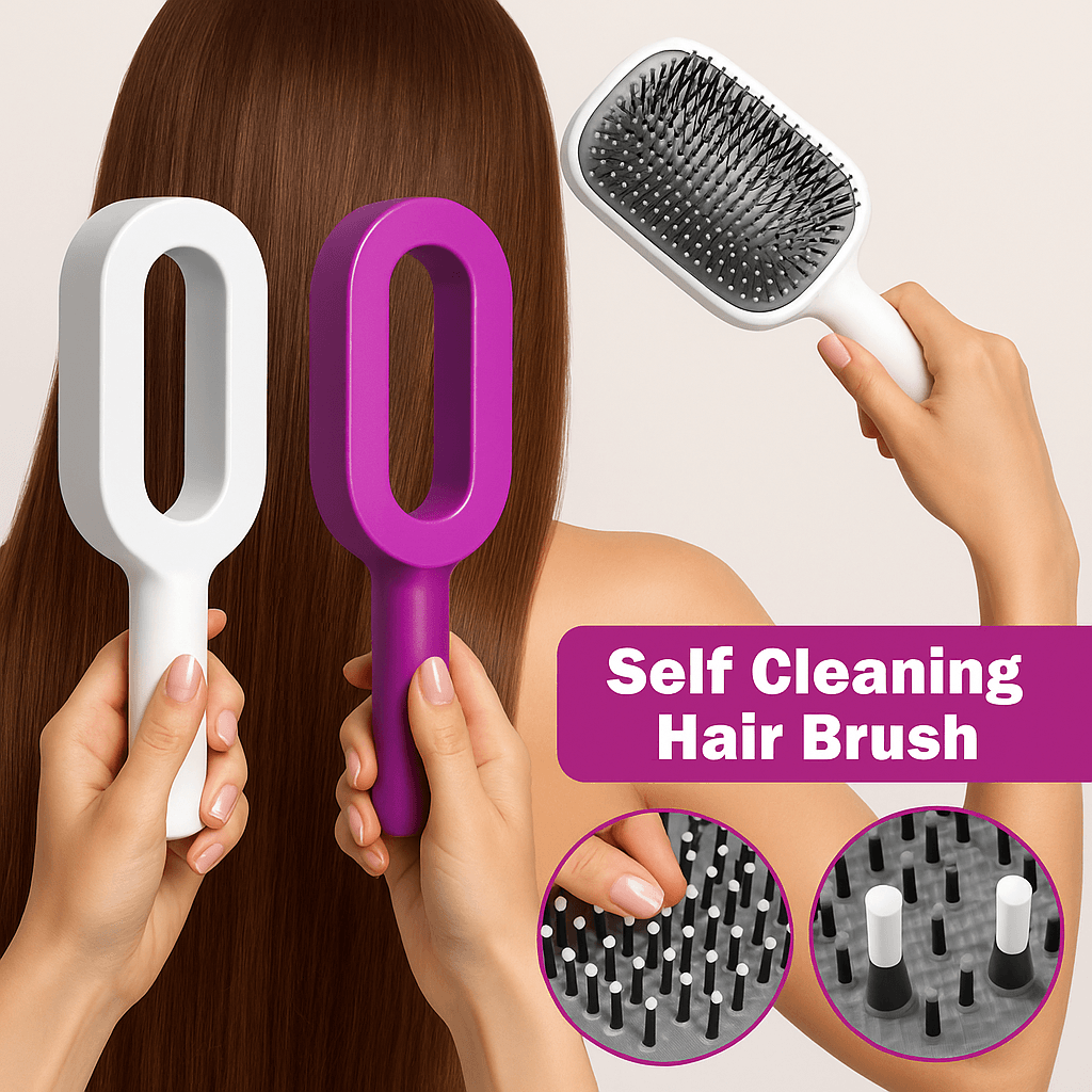 Self-Cleaning Hair Brush with 3D Air Cushion – Scalp Massage Comb for Pain-Free Detangling & Healthy Hair Growth - ChicstyleX