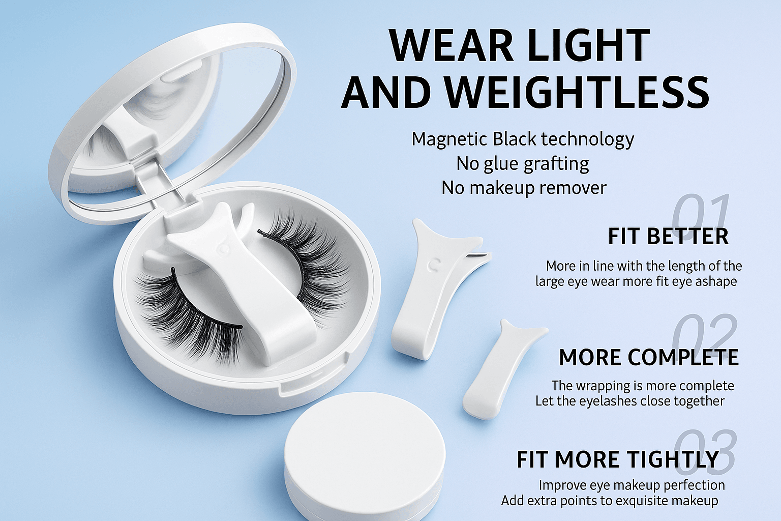 Magnetic Eyelashes Enhancer Kit – Long-Lasting Reusable Lashes with Applicator - ChicstyleX
