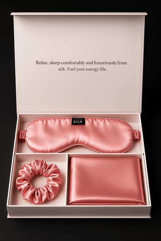 Silk Sleep Gift Set – Pillowcase, Eye Mask & Scrunchie in Elegant Gift Box - ChicstyleX