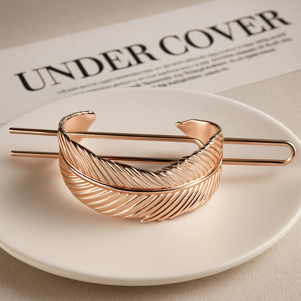 Enhanced Rose Gold Feather Hair Clip