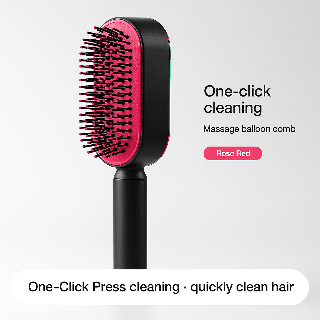 Self-Cleaning Hair Brush with 3D Air Cushion – Scalp Massage Comb for Pain-Free Detangling & Healthy Hair Growth - ChicstyleX