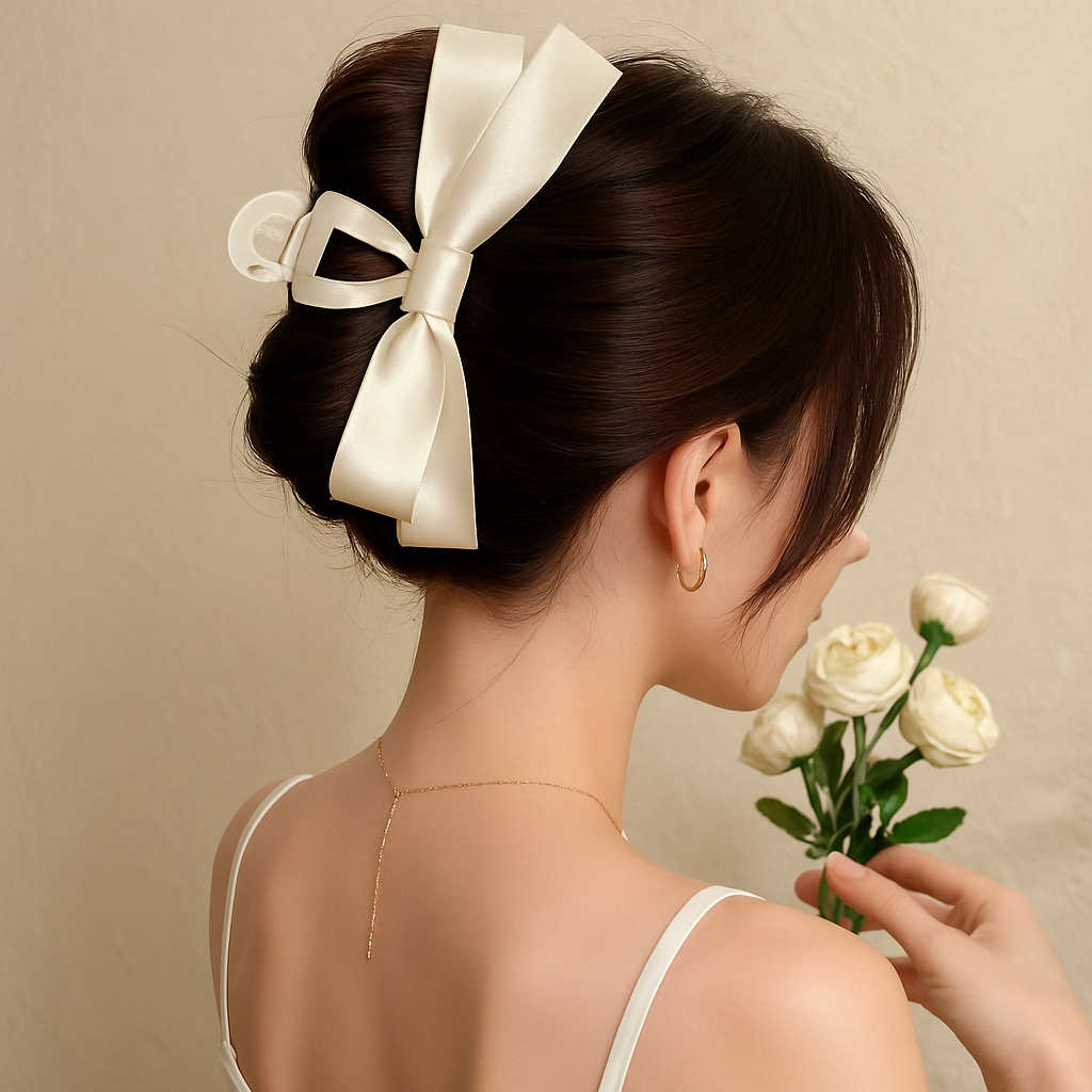 Enhanced White Ribbon Hair Accessory