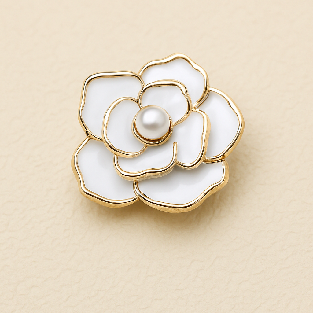 Enhanced White Rose Brooch