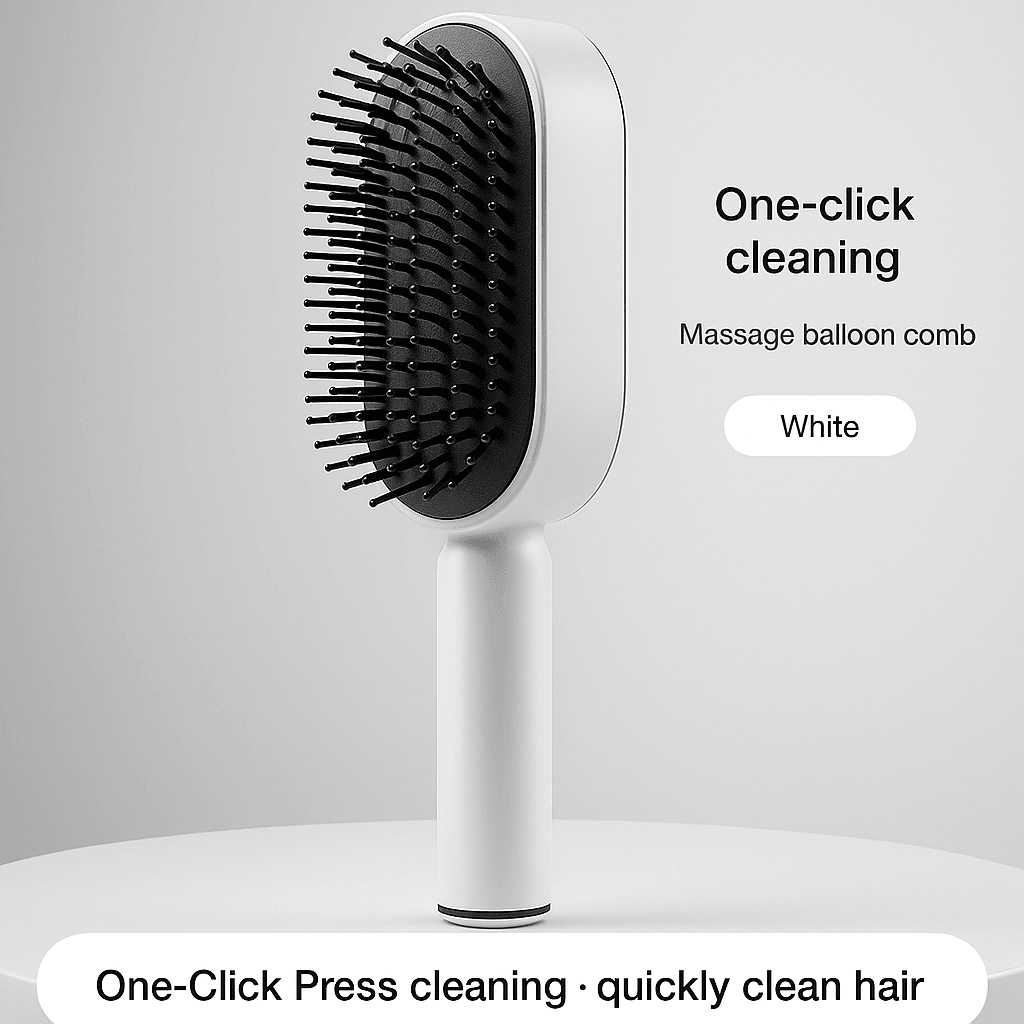Self-Cleaning Hair Brush with 3D Air Cushion – Scalp Massage Comb for Pain-Free Detangling & Healthy Hair Growth - ChicstyleX