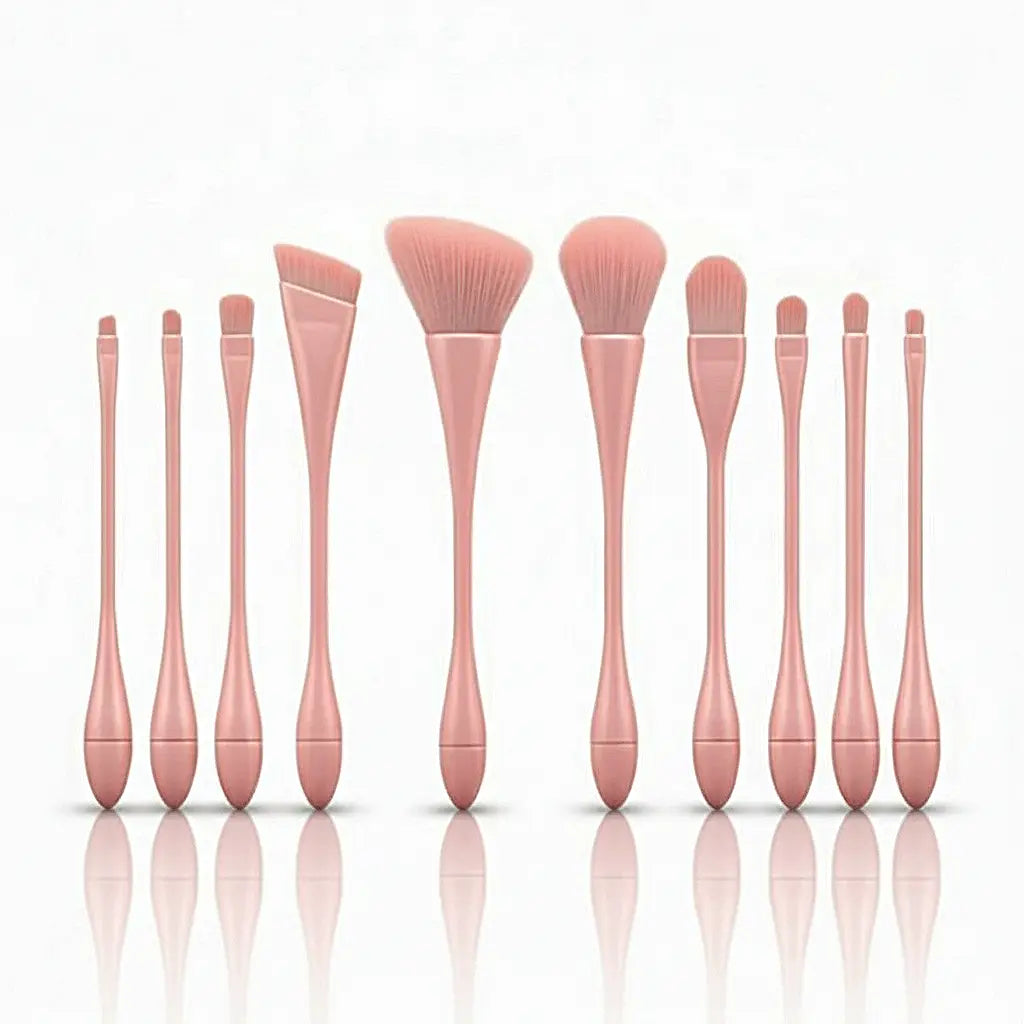 GlamLuxeX™ 10-Piece Pink Makeup Brush Set – Premium Nylon Bristles | Flawless Blending & Soft Application - ChicstyleX