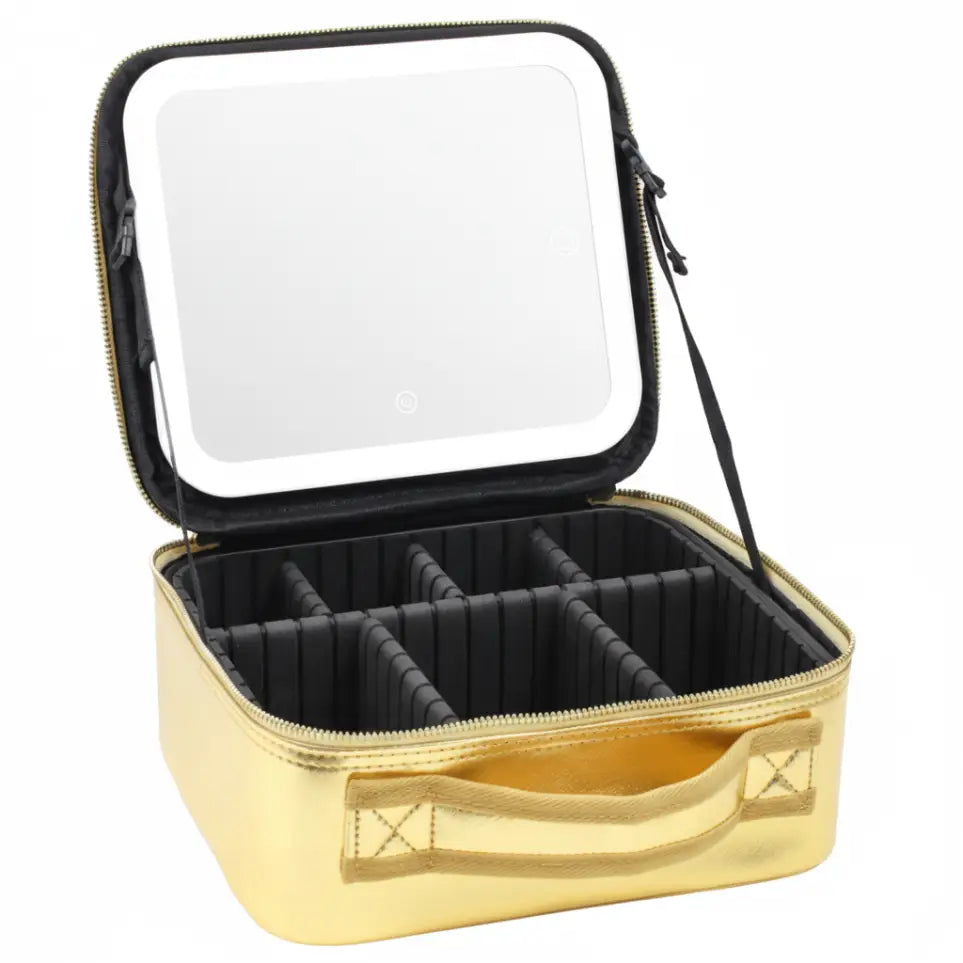 GlamLuxeX™ Lumiglow Golden + Aurora Luxury PU Makeup Bag Set, Travel Cosmetic Organizer Case for Women, Portable Beauty Storage Pouch - ChicstyleX