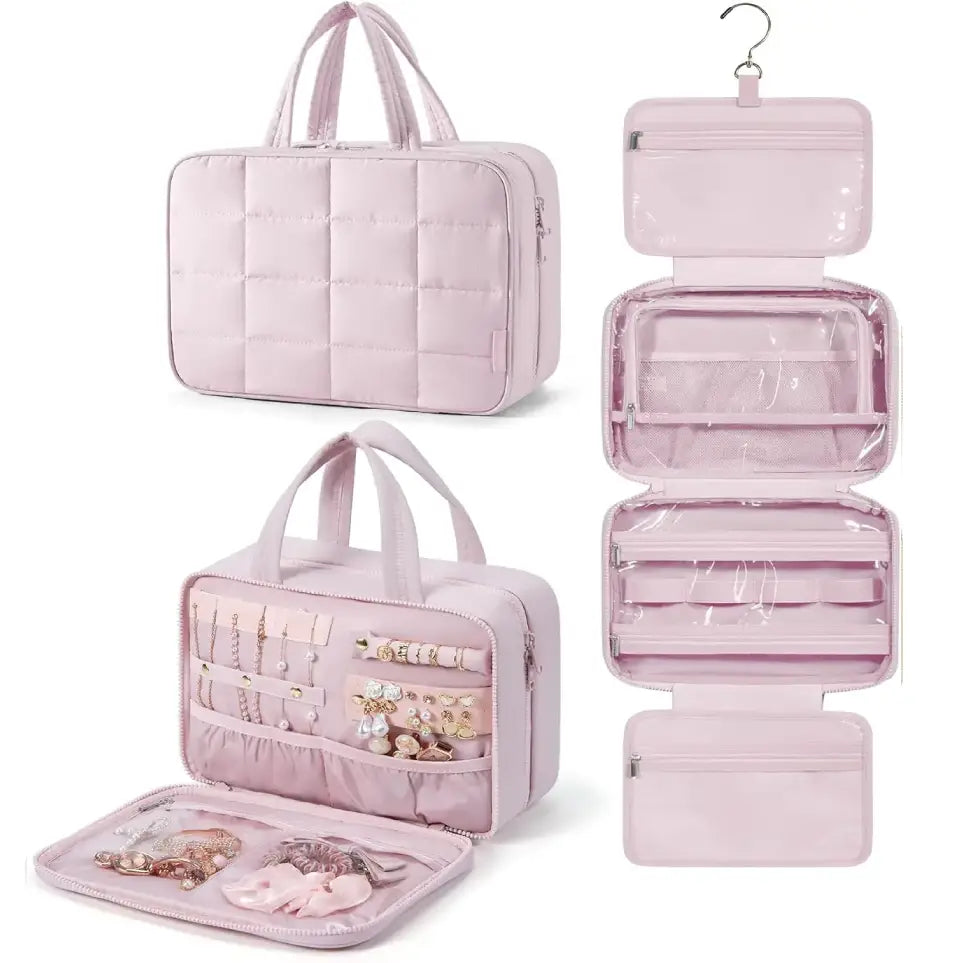 GlamLuxeX™ Waterproof Flannel Cosmetic Bag – Large-Capacity Travel Makeup Organizer - ChicstyleX