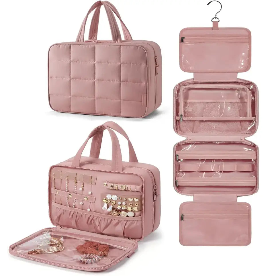 GlamLuxeX™ Waterproof Flannel Cosmetic Bag – Large-Capacity Travel Makeup Organizer - ChicstyleX