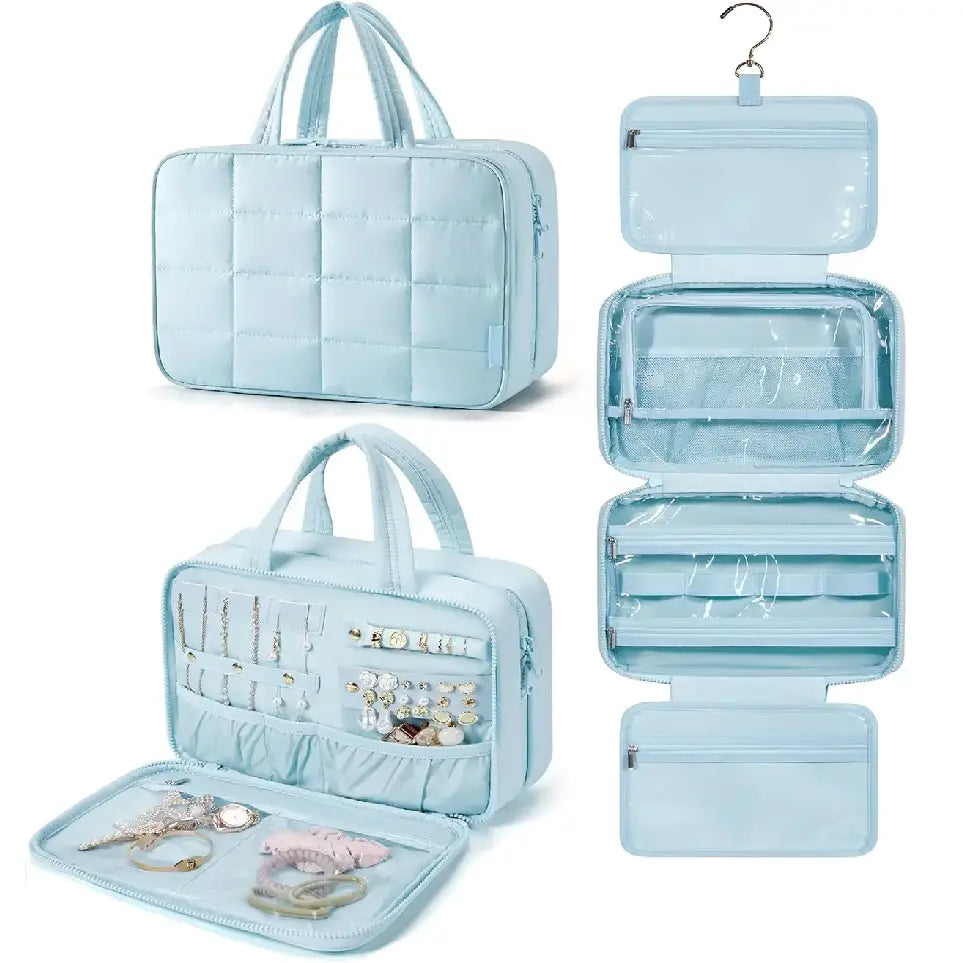 GlamLuxeX™ Waterproof Flannel Cosmetic Bag – Large-Capacity Travel Makeup Organizer - ChicstyleX