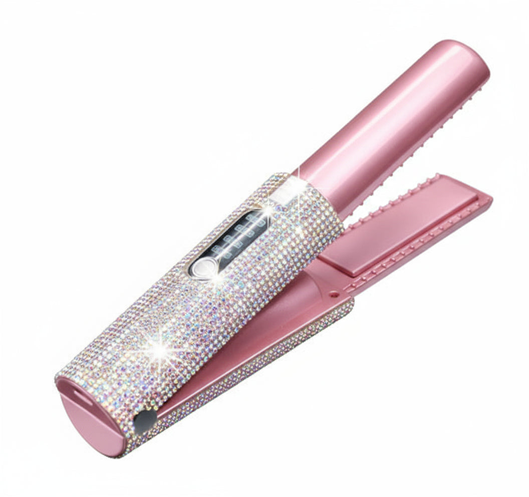 TressLock™ DiamondSilk 2-in-1 Cordless Hair Straightener & Curler – Ceramic Wireless Styling Tool for Smooth & Shiny Hair - ChicstyleX