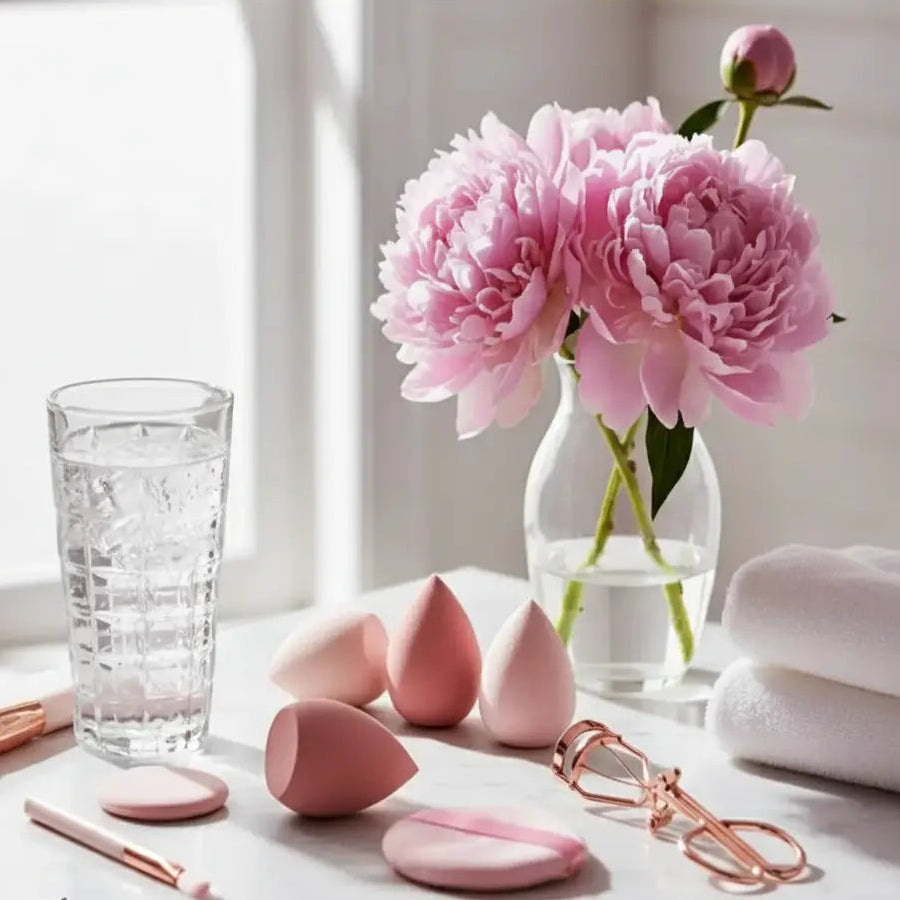 ChicSetX™ HydroBlend Hydrophilic Polyurethane Makeup Sponge Set – Round Bottle Kit (14 Pcs)  Sets & Bundles ChicstyleX.