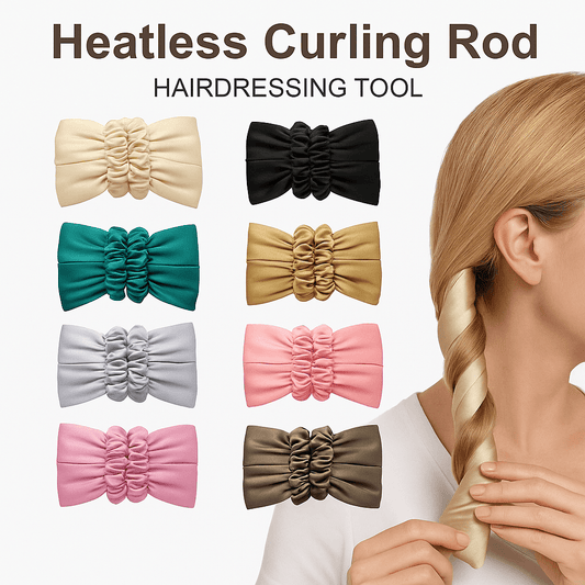 Heatless Satin Curling Rod Headband with Scrunchies – Big Wave Hair Roller for Effortless Curls - ChicstyleX
