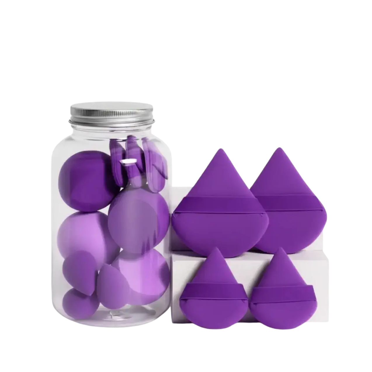 ChicSetX™ HydroBlend Hydrophilic Polyurethane Makeup Sponge Set – Round Bottle Kit (14 Pcs)  Sets & Bundles ChicstyleX.