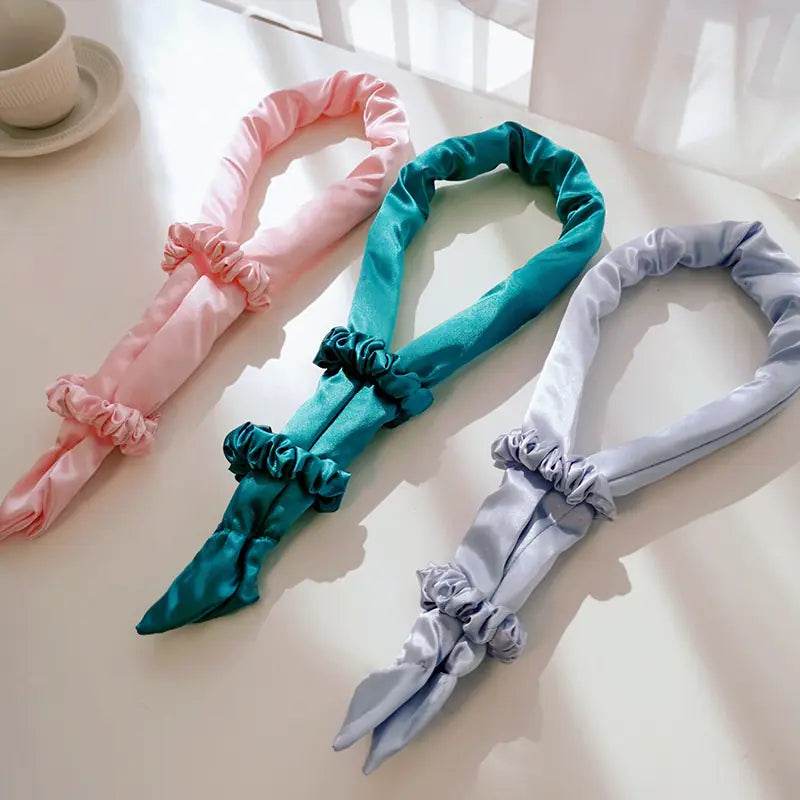 Heatless Satin Curling Rod Headband with Scrunchies – Big Wave Hair Roller for Effortless Curls - ChicstyleX