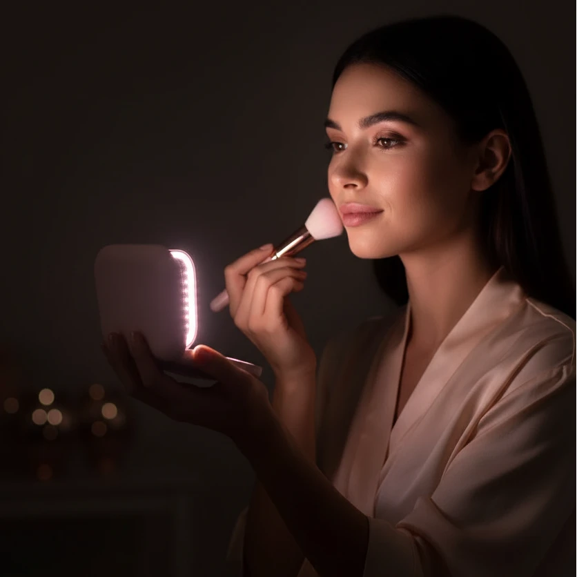 GlamLuxeX™ Compact LED Makeup Mirror – Portable Lighted Mirror with 1X/3X Magnification - ChicstyleX