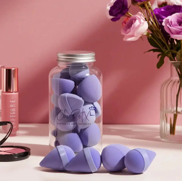 ChicSetX™ HydroBlend Hydrophilic Polyurethane Makeup Sponge Set – Round Bottle Kit (14 Pcs)  Sets & Bundles ChicstyleX.