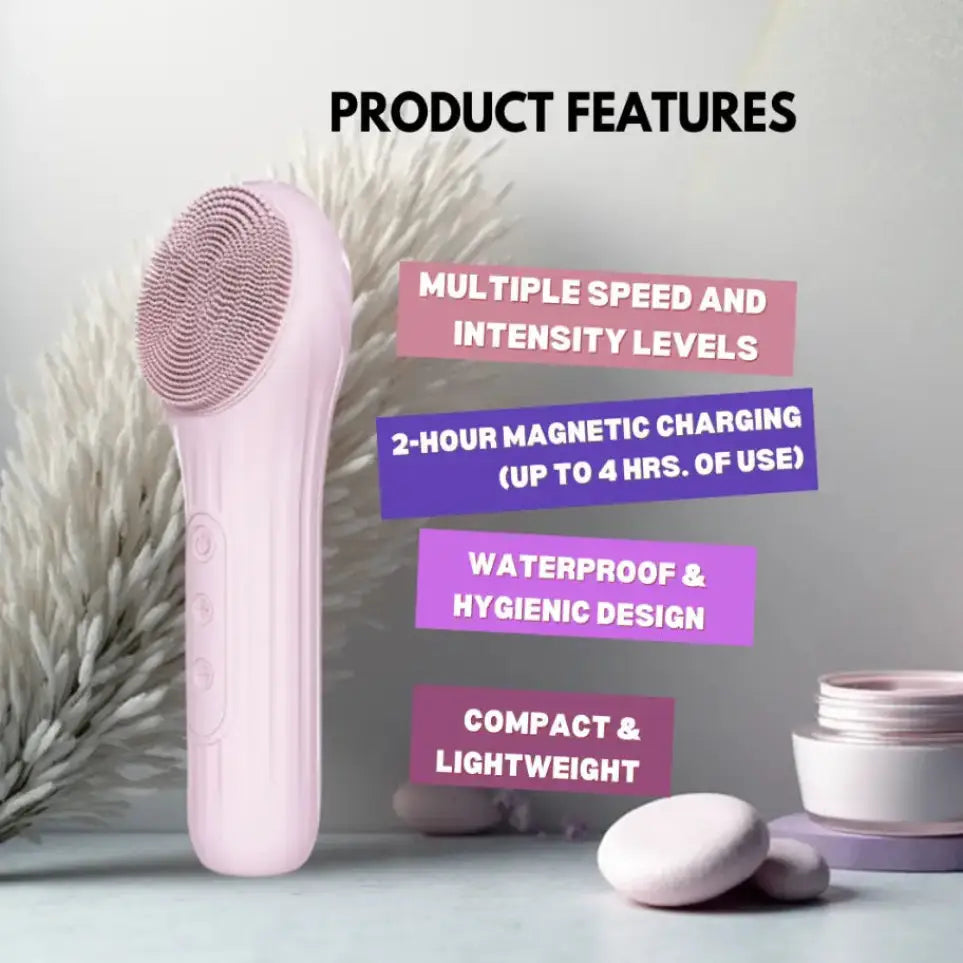 GlamLuxeX™ Electric Silicone Face Cleansing Brush – Multifunctional Facial Cleanser, Exfoliator & Massager, Waterproof with Magnetic Charging - ChicstyleX