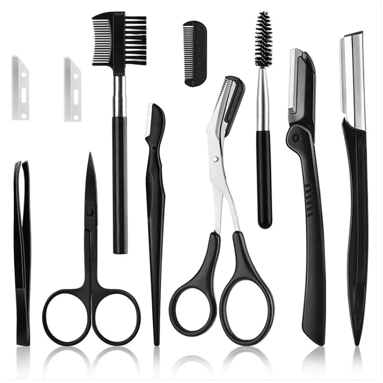 GlamLuxeX™ Precision Brow & Beauty Grooming Set – 4/6/8/11-Piece Professional Eyebrow Trimming Kit - ChicstyleX