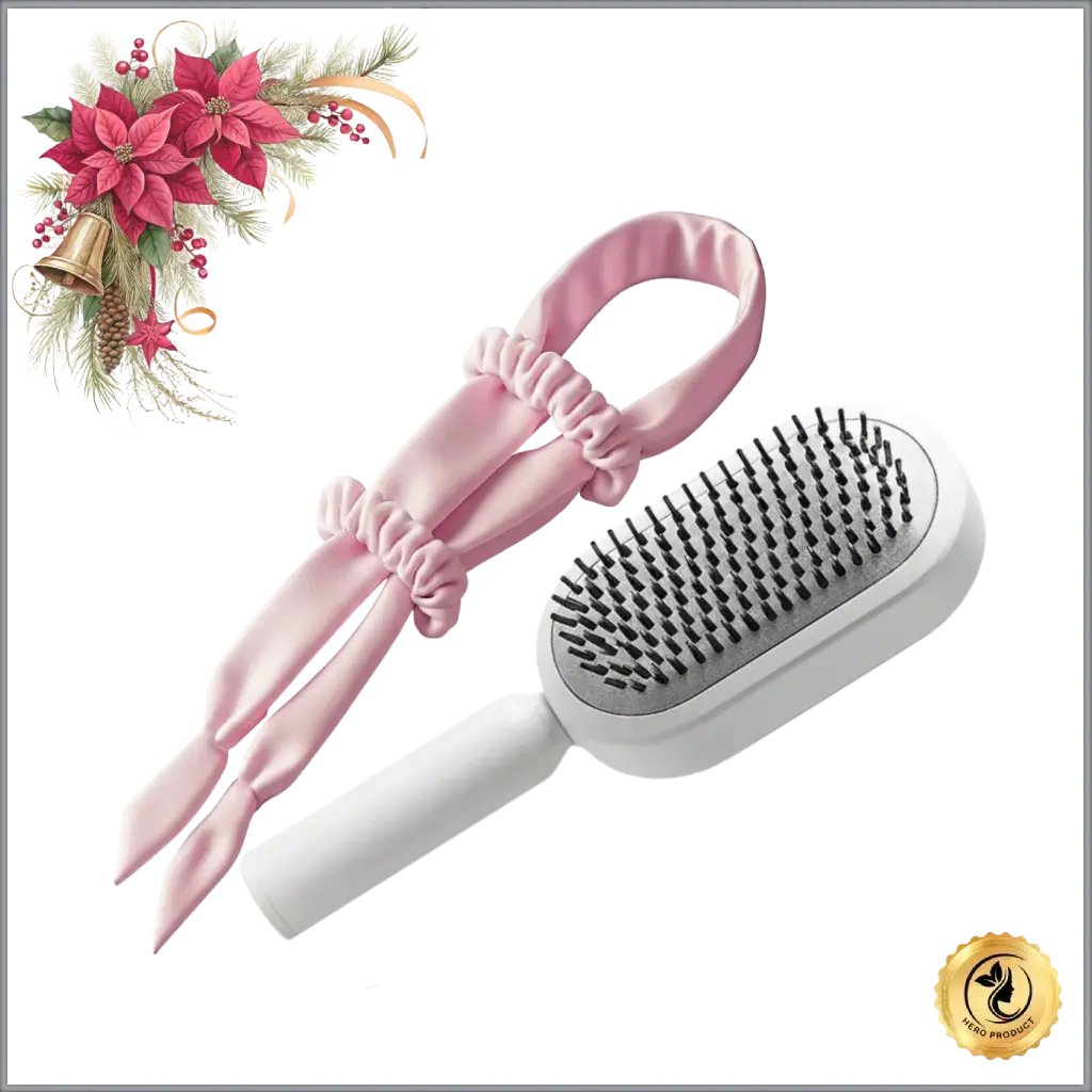 ChicSetX™ Luxe Locks Bundle | Heatless Satin Curling Rod + Self-Cleaning Hair Brush Bundle  Sets & Bundles ChicstyleX.
