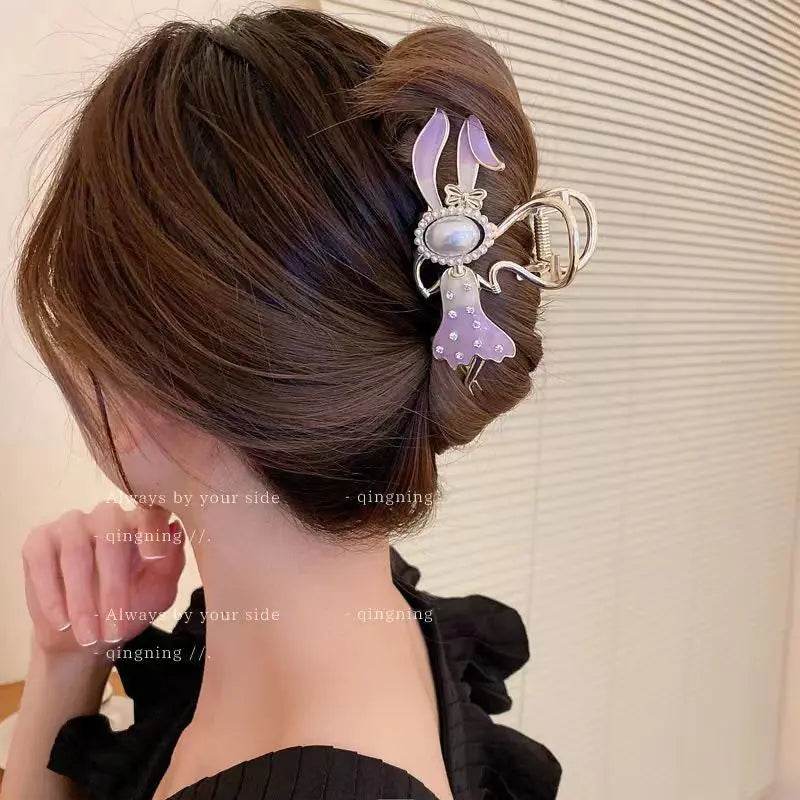 Rose Floral Butterfly Hair Claw Clip with Tassel – Chic Hair Accessory for Women - ChicstyleX