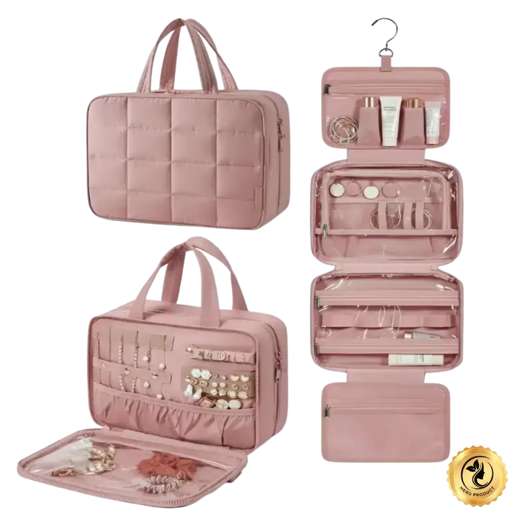 GlamLuxeX™ Waterproof Flannel Cosmetic Bag – Large-Capacity Travel Makeup Organizer