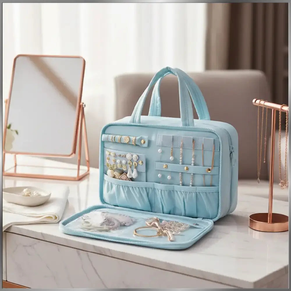 GlamLuxeX™ Waterproof Flannel Cosmetic Bag – Large-Capacity Travel Makeup Organizer - ChicstyleX