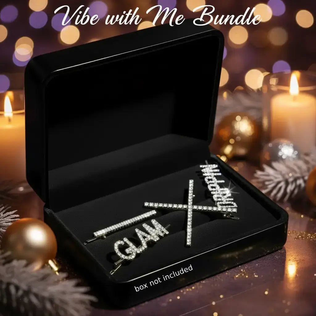 ChicSetX™ Vibe with Me Rhinestone Letters Hair Clips Set  Sets & Bundles ChicstyleX.
