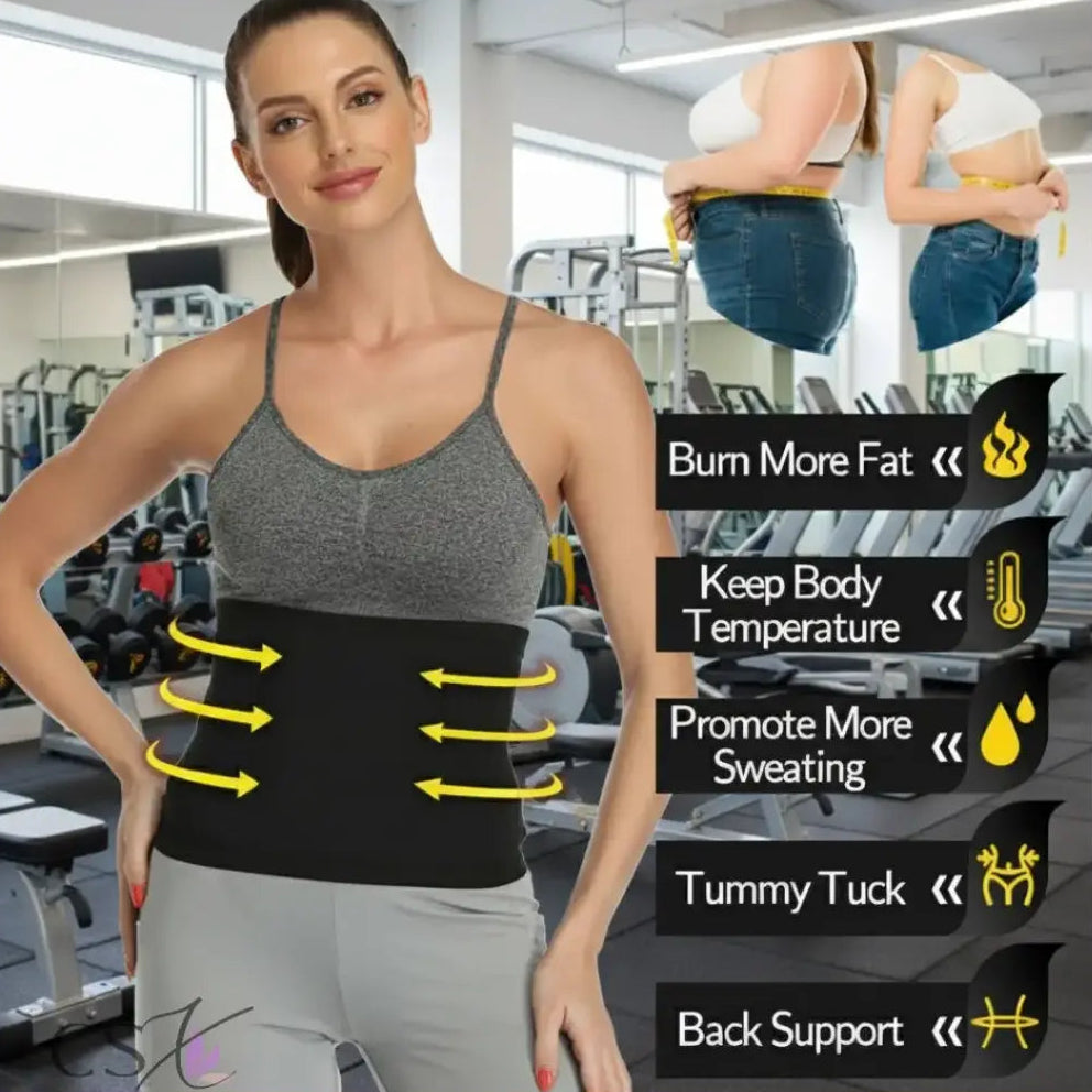 CoreVibeX™ Unisex Waist Trimmer Belt – Sweat-Enhancing Neoprene Slimming Wrap for Core Training & Workout Support - ChicstyleX